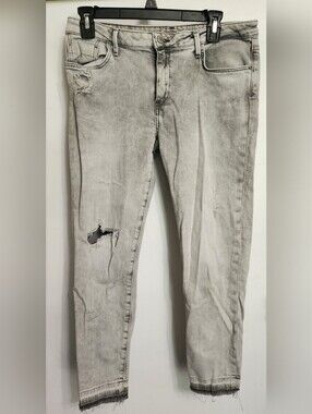 Zara Basic Z1975 Acid Wash Distressed Jeans 10 Y2K SLIM SKINNY Grunge Punk Goth